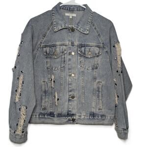 Women's Veveret Rhinestone Blue Jean Jacket Size M